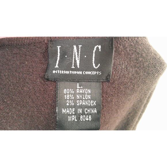INC Women's Large Long Sleeve Crew Neck Brown Sweater with Bow on Shoulder - Picture 5 of 5